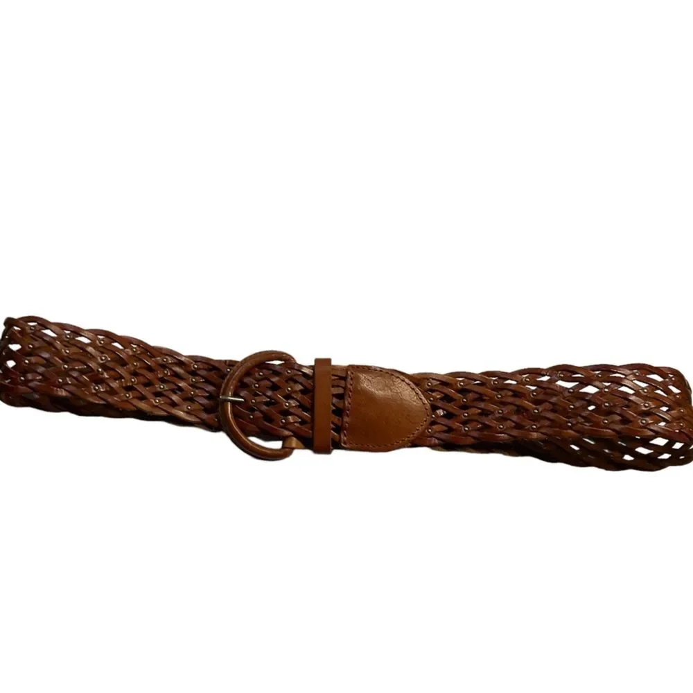 American Eagle Outfitters Brown Woven Genuine Leather Belt Size L/XL
